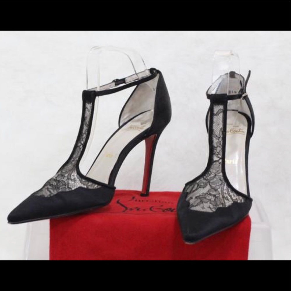 Black satin and lace Christian Louboutin